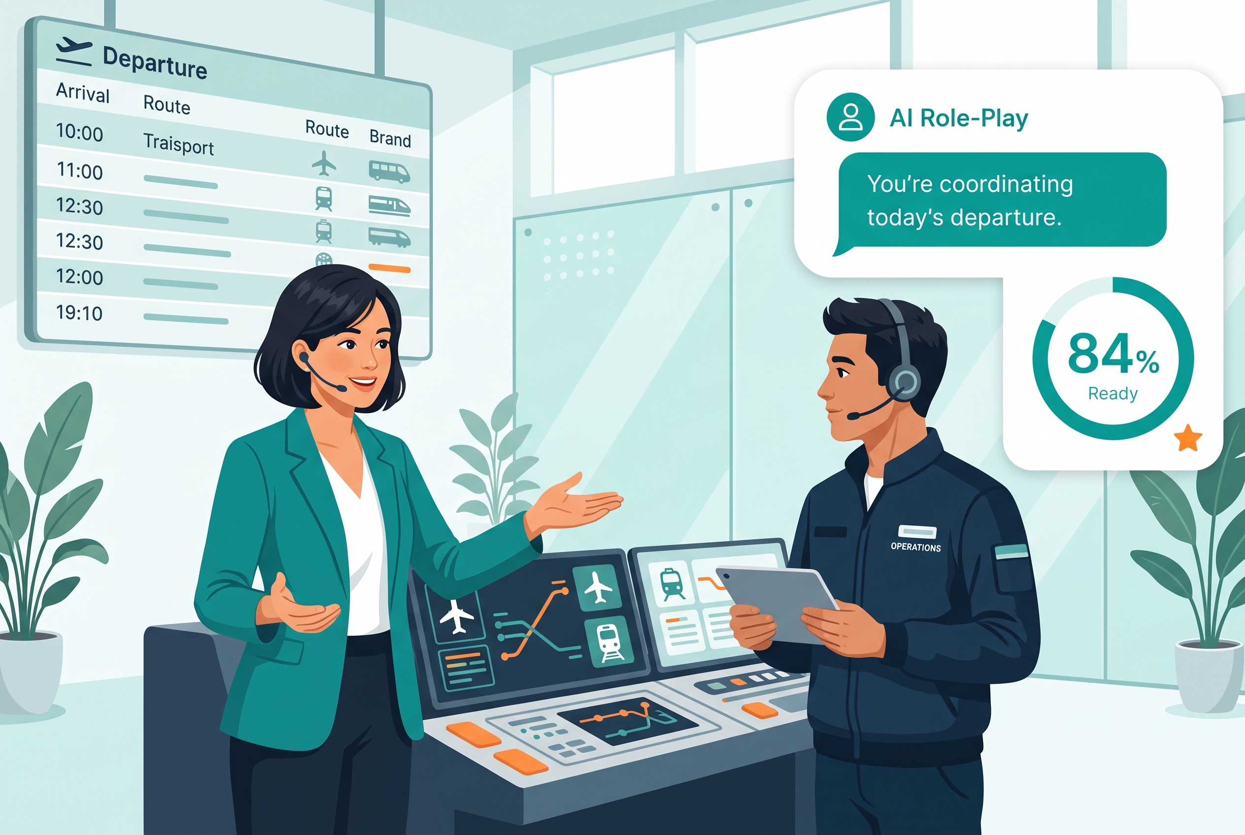 Transport operations training role-play illustration