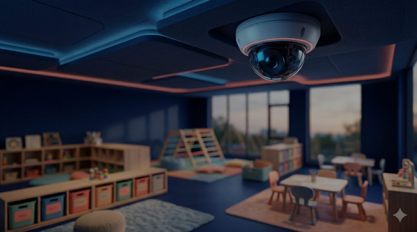 Smart childcare classroom with camera visual